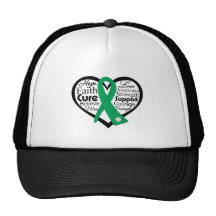 Liver Disease Heart Ribbon Collage Mesh Hats