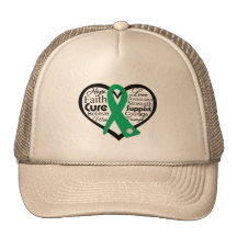 Liver Disease Heart Ribbon Collage Mesh Hats