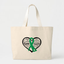 Liver Disease Heart Ribbon Collage Tote Bags