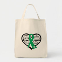 Liver Disease Heart Ribbon Collage Tote Bags