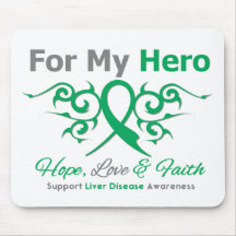 Liver Disease Tribal Ribbon Hero Mousepads