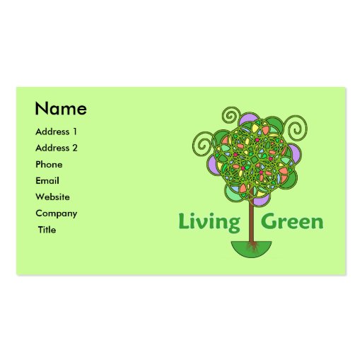 Living Green Business Card (front side)