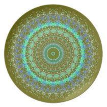 Living Green Mandala kaleidoscope plate plates