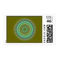 Living Green Mandala kaleidoscope postage stamps stamps