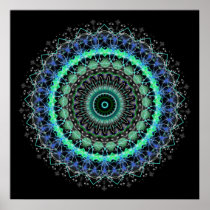 Living Green Mandala kaleidoscope poster print 2 posters