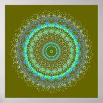 Living Green Mandala kaleidoscope poster print 3 posters