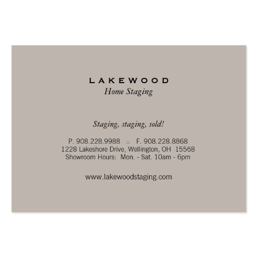 Living Room Staging / Stager Photo Business Card (back side)