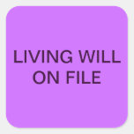 Living Will on File Chart Label Sticker
