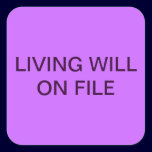 Living Will on File Chart Label stickers