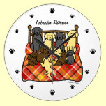 Living with Labradors Cartoon wall clocks