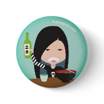 Liz and a bottle of soju buttons by kpoppedtrio Liz and a bottle of soju buttons