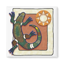 Lizard and Sun Refrigerator Magnet