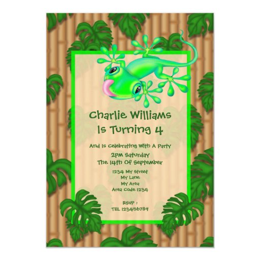 Lizard Birthday Party Card | Zazzle
