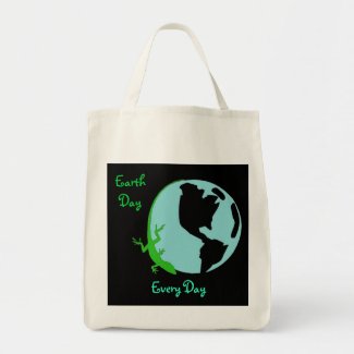 Lizard Earth Day Globe Tote Bag bag