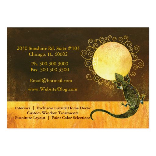 Lizard Holding the Sun: Interior Design Business Business Card (back side)