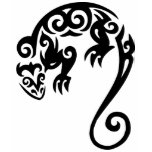 LIZARD TRIBAL BLACK T SHIRT