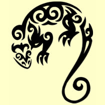 LIZARD TRIBAL BLACK T SHIRT