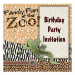 Lizard Zebra Safari Zoo Birthday Party Invitation