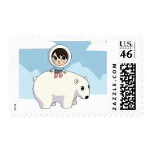 Lizzy and Frosting the Polar Bear Postage Stamp