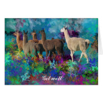 Llama Card: 5 Llamas take a walk in Fantasyland