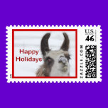 Llama Christmas Postage Stamp with Snow on Nose stamps