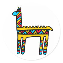 Llama-colors Round Sticker