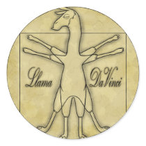 Llama Da Vinci Round Sticker
