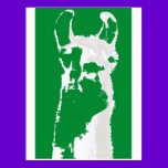 llama head in emerald green postcards