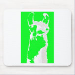 llama head in lime green mousepads