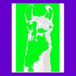 llama head in lime green postcards