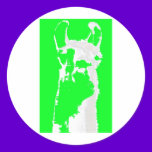 llama head in lime green stickers