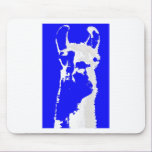 llama head in marine blue mousepads