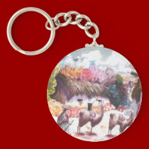 Llama Picture Peru village keychains