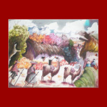 Llama Picture Peru village postcards