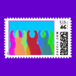 Llamas 5 in Bright Graphic Llama Colors postage stamps