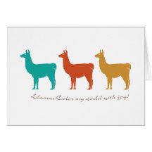 Llamas Color My World with Joy Greeting Cards