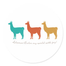 Llamas Color My World with Joy Sticker