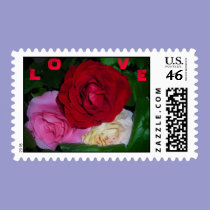 LO V E , Trio of Roses, Postage stamps