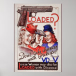 "Loaded with VD" vintage World War II STD  poster posters