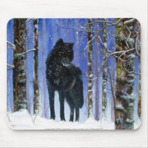 Lobo negro Mousepad por Lorri Karels