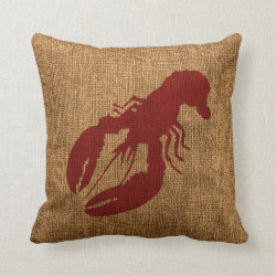 Lobster and Crab in Nautical Rustic Red Pillows