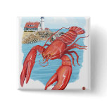 Lobster and Portland Lighthouse Scene Buttons