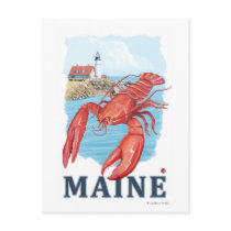 Lobster and Portland Lighthouse Scene Post Cards