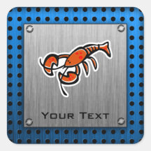 Lobster; Brushed metal-look Square Sticker
