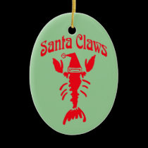Lobster Crayfish Santa Claws, Edit Text ornaments