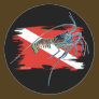 lobster on shredded flag