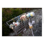 Lobster pot and bobbers, Maine, USA Card
