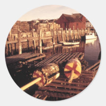 Lobster Pots Round Sticker
