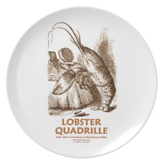 Lobster Quadrille (Brush Mirror Wonderland Humor) Dinner Plates