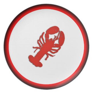 Lobster Red and Black Trim Serving Platter